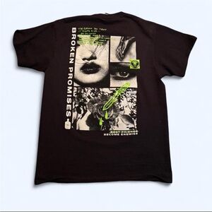 Broken Promises Black Graphic Tee with Neon Green Accents